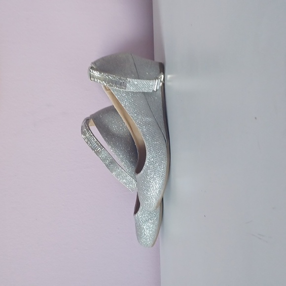 Size 5 1/2 Sparkling Silver Strapped Heels - Picture 2 of 4